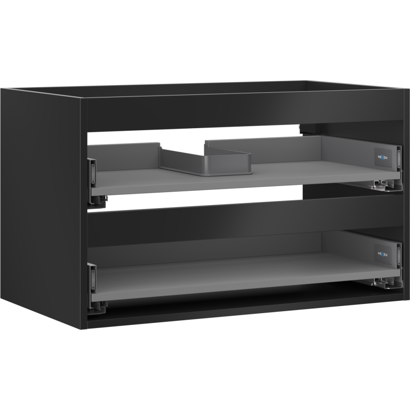 Mexen Box-A vonios spintelės korpusas 80 cm, 2 stalčiai, juodas matinis - 91AX0-0800-470-2-71