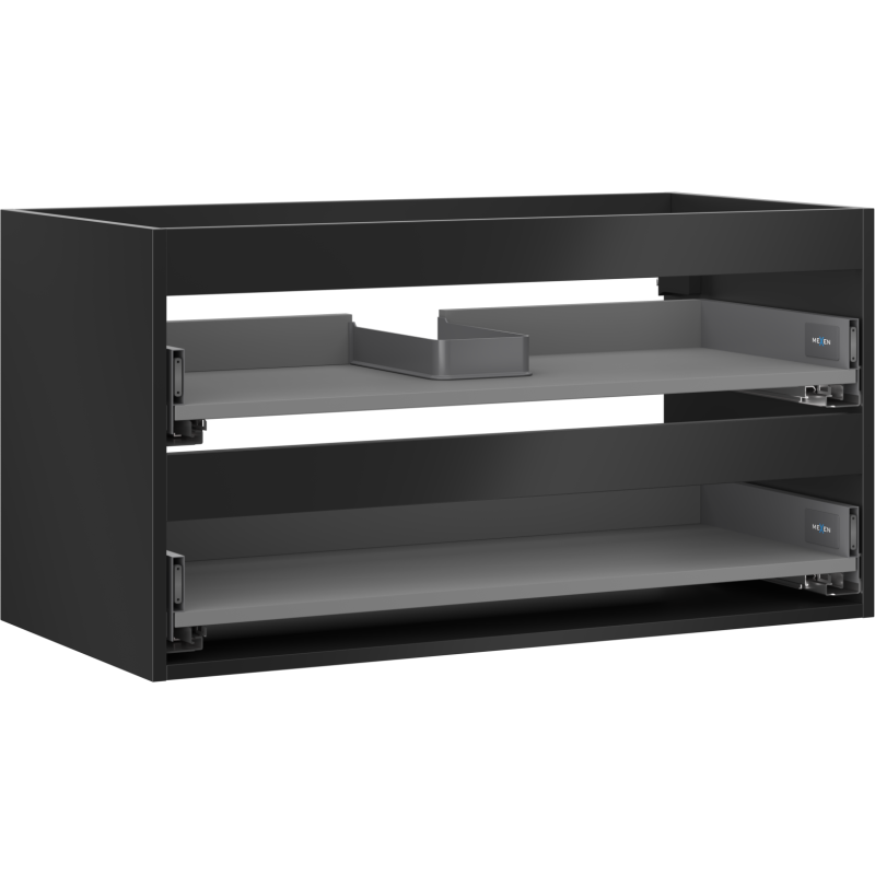 Mexen Box-A spintelės po praustuvu korpusas 90 cm, 2 stalčiai, juodas matinis - 91AX0-0900-470-2-71