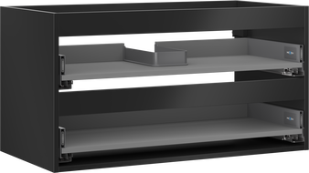 Mexen Box-A spintelės po praustuvu korpusas 90 cm, 2 stalčiai, juodas matinis - 91AX0-0900-470-2-71