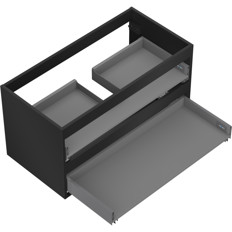 Mexen Box-A spintelės po praustuvu korpusas 90 cm, 2 stalčiai, juodas matinis - 91AX0-0900-470-2-71