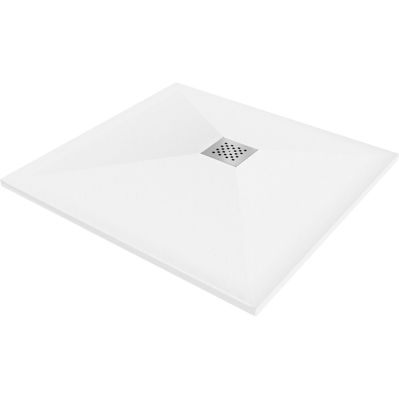 Mexen Stone+ kvadratinis kompozitinis dušo padėklas 100 x 100 cm, baltas - 44101010
