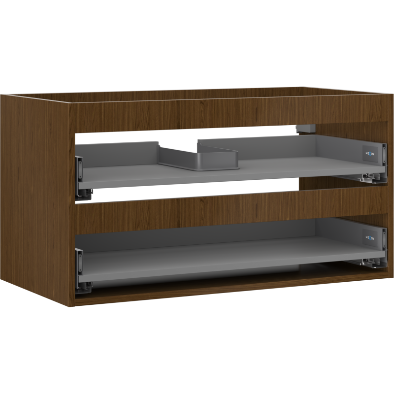 Mexen Box-A spintelės korpusas po praustuvu, 90 cm, 2 stalčiai, riešutmedis - 91AX0-0900-470-2-86