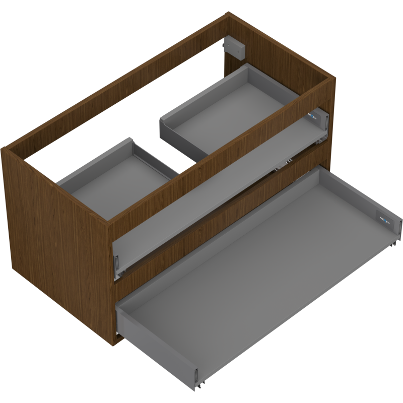 Mexen Box-A spintelės korpusas po praustuvu, 90 cm, 2 stalčiai, riešutmedis - 91AX0-0900-470-2-86