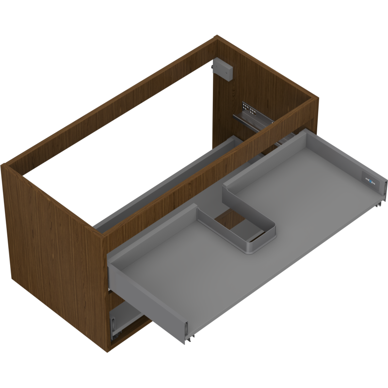 Mexen Box-A spintelės korpusas po praustuvu, 90 cm, 2 stalčiai, riešutmedis - 91AX0-0900-470-2-86