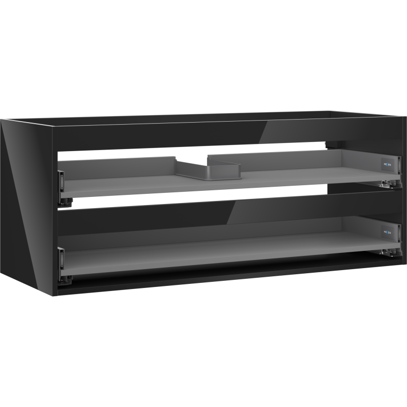 Mexen Box-A korpus praustuvo spintelės 120 cm, 2 stalčiai, juodas blizgus - 91AX0-1200-470-2-70