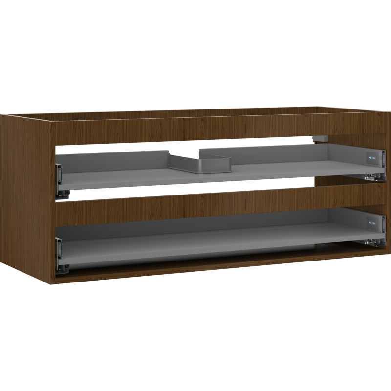 Mexen Box-A spintelės korpusas po praustuvu 120 cm, 2 stalčiai, riešutmedis - 91AX0-1200-470-2-86