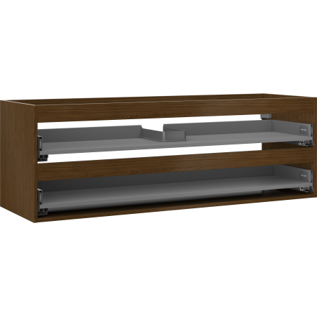 Mexen Box-A pakabinamų praustuvo spintelės korpusas 140 cm, 2 stalčiai, riešutas - 91AX0-1400-470-2-86