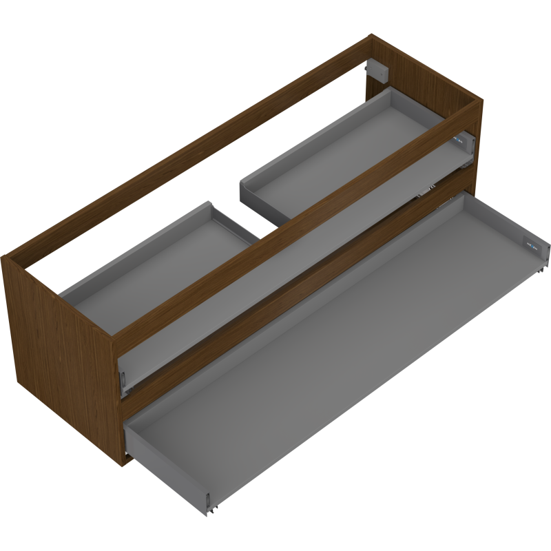 Mexen Box-A pakabinamų praustuvo spintelės korpusas 140 cm, 2 stalčiai, riešutas - 91AX0-1400-470-2-86