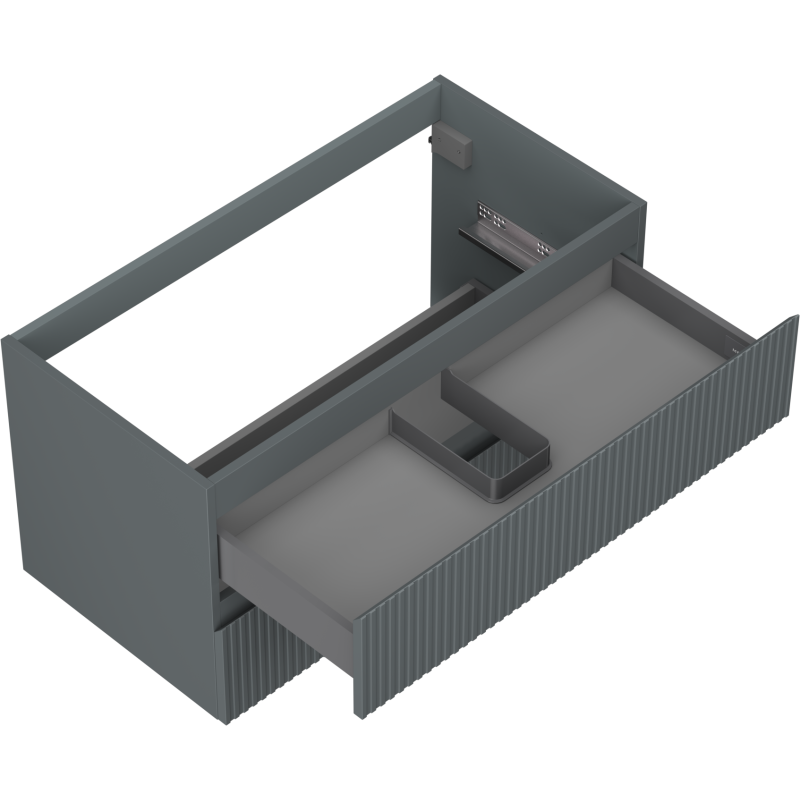 Mexen Rivel vonios spintelė po praustuvu 90 cm, 2 stalčiai, su grioveliais, grafito matinė - 91A20-09047-2-BFF66