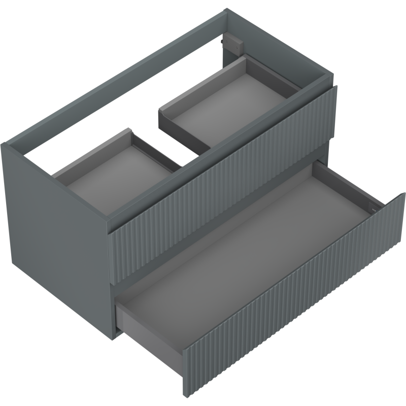Mexen Rivel vonios spintelė po praustuvu 90 cm, 2 stalčiai, su grioveliais, grafito matinė - 91A20-09047-2-BFF66