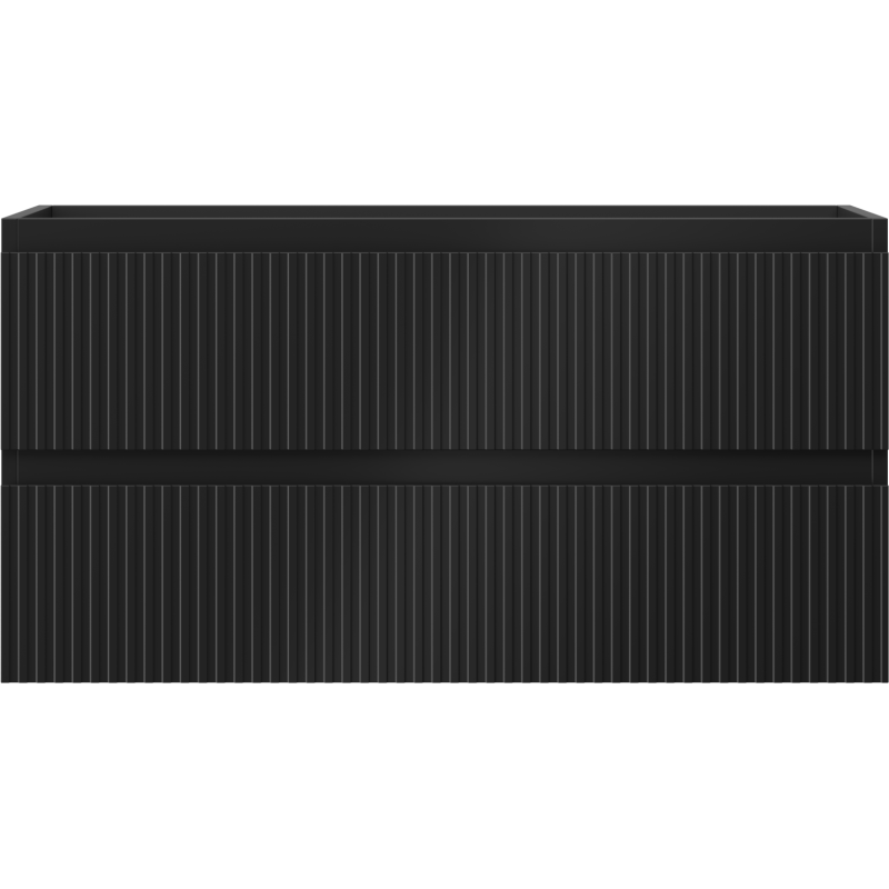 Mexen Rivel vonios kambario spintelė po praustuvu 90 cm, 2 stalčiai, rifliuota, juoda matinė - 91A20-09047-2-BFF71