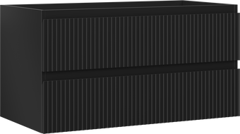 Mexen Rivel vonios kambario spintelė po praustuvu 90 cm, 2 stalčiai, rifliuota, juoda matinė - 91A20-09047-2-BFF71