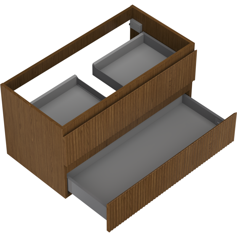 Mexen Rivel vonios spintelė po praustuvu 90 cm, 2 stalčiai, reljefinė, riešutmedis - 91A20-09047-2-BFF86