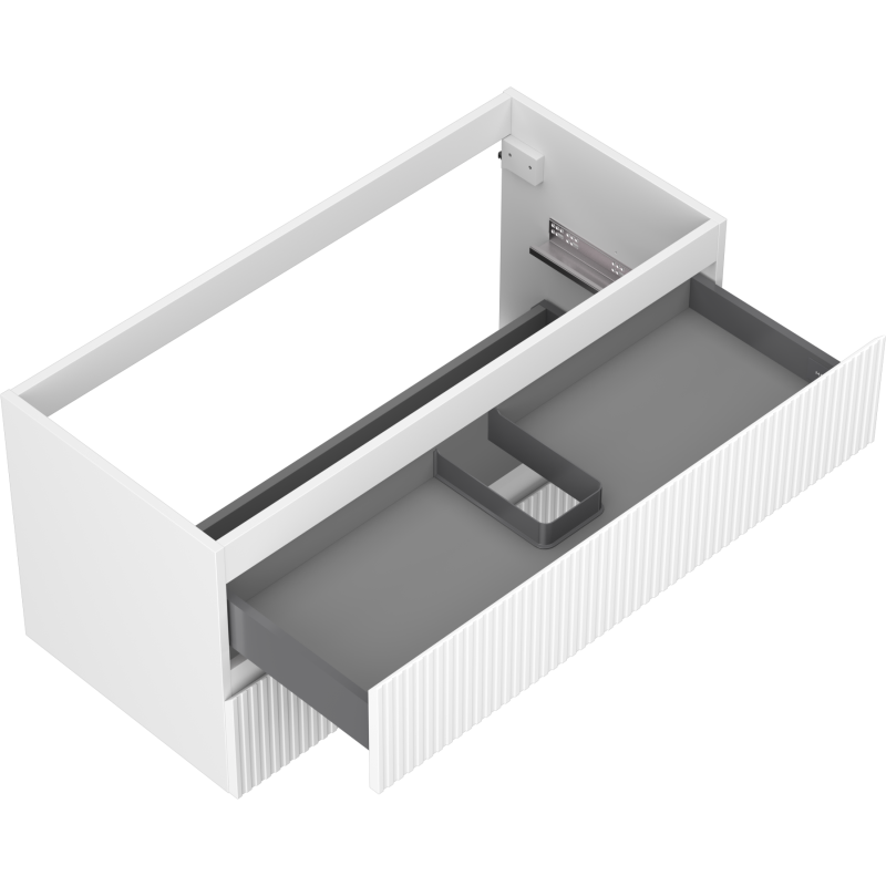 Mexen Rivel vonios kambario spintelė po kriaukle 100 cm, 2 stalčiai, rifliuota, balta mat - 91A20-10047-2-BFF01