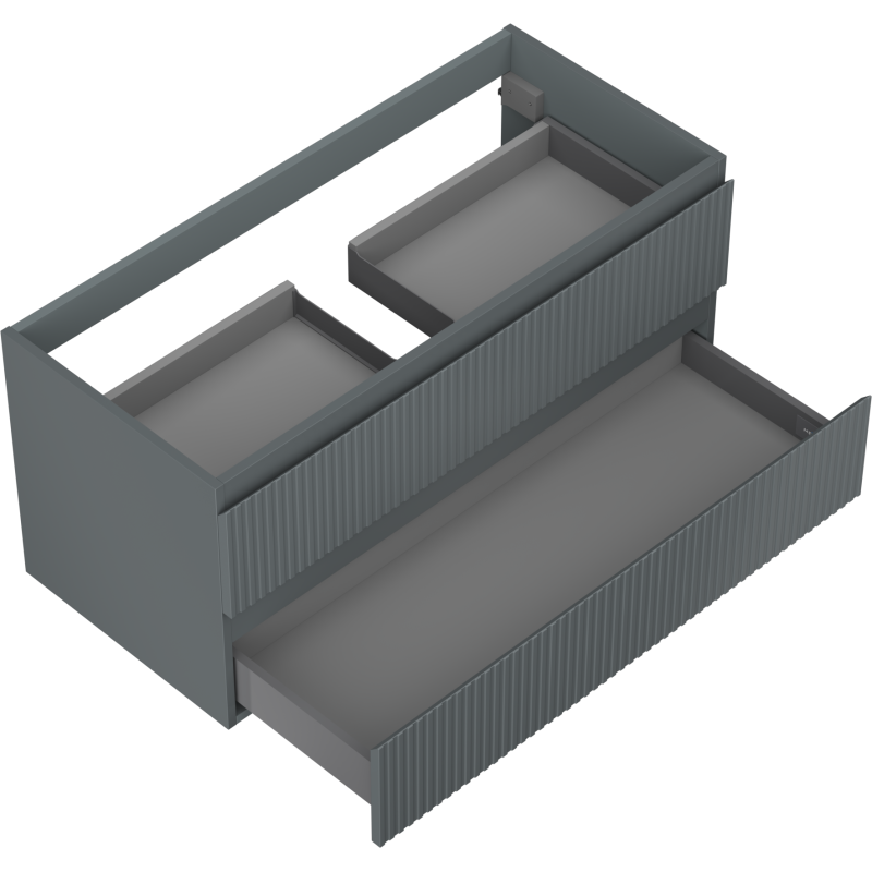 Mexen Rivel vonios kambario spintelė po praustuvu 100 cm, 2 stalčiai, grioveliuota, grafito matinė - 91A20-10047-2-BFF66