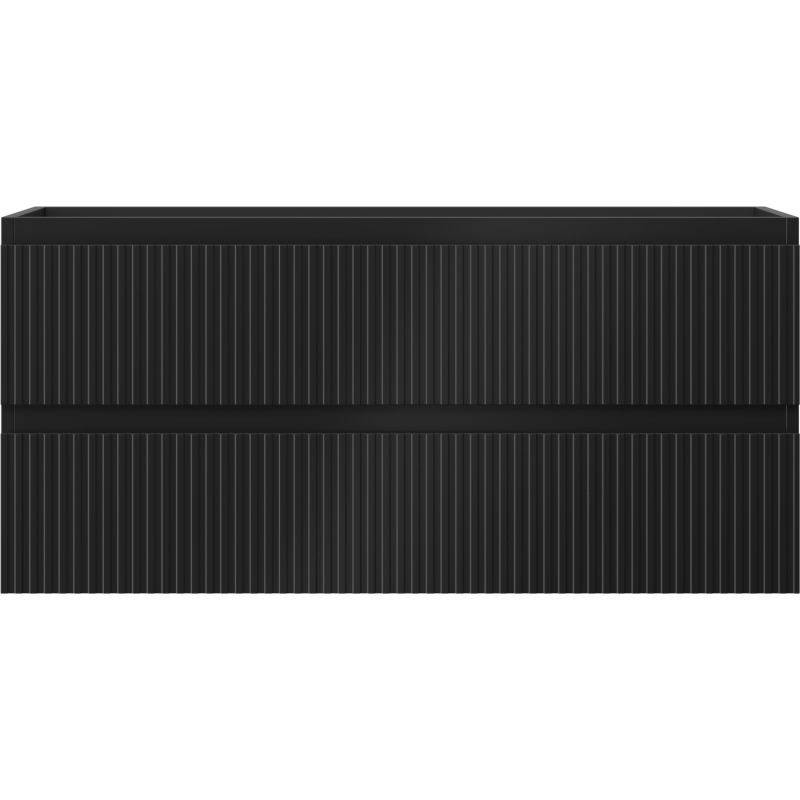 Mexen Rivel vonios kambario spintelė po praustuvu 100 cm, 2 stalčiai, rifliuota, juoda matinė - 91A20-10047-2-BFF71