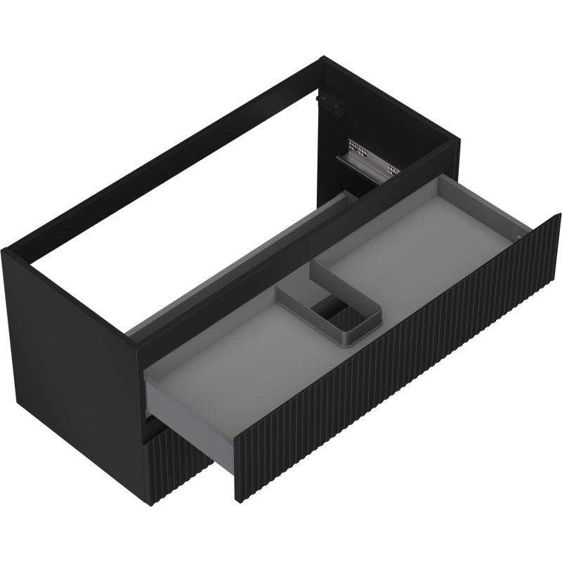 Mexen Rivel vonios kambario spintelė po praustuvu 100 cm, 2 stalčiai, rifliuota, juoda matinė - 91A20-10047-2-BFF71