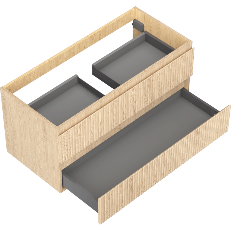 Mexen Rivel vonios spintelė po praustuvu 100 cm, 2 stalčiai, grioveliai, ąžuolas - 91A20-10047-2-BFF81