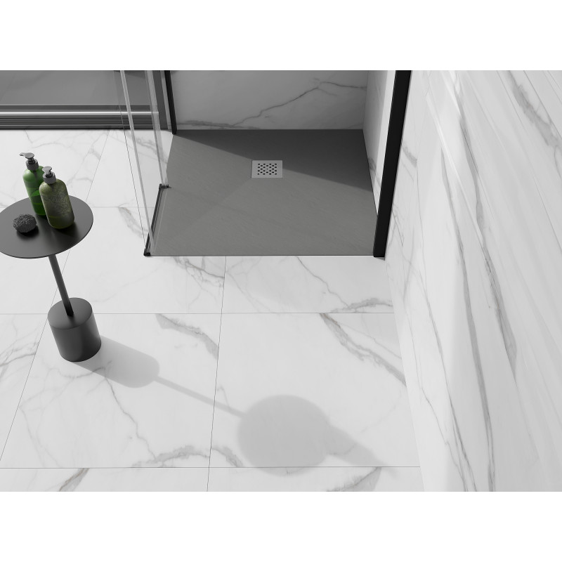 Mexen Stone+ kvadratinis kompozitinis dušo padėklas 100 x 100 cm, pilkas-betoninis - 44611010