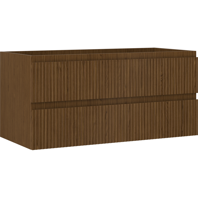 Mexen Rivel vonios kambario spintelė po praustuvu 100 cm, 2 stalčiai, rifliuota, riešutas - 91A20-10047-2-BFF86