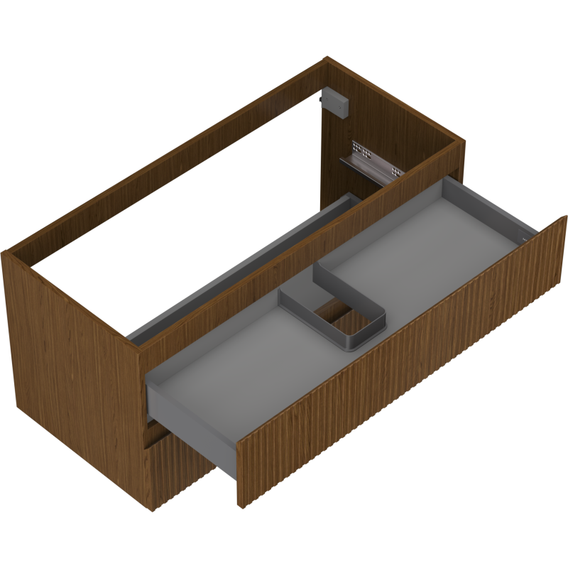 Mexen Rivel vonios kambario spintelė po praustuvu 100 cm, 2 stalčiai, rifliuota, riešutas - 91A20-10047-2-BFF86