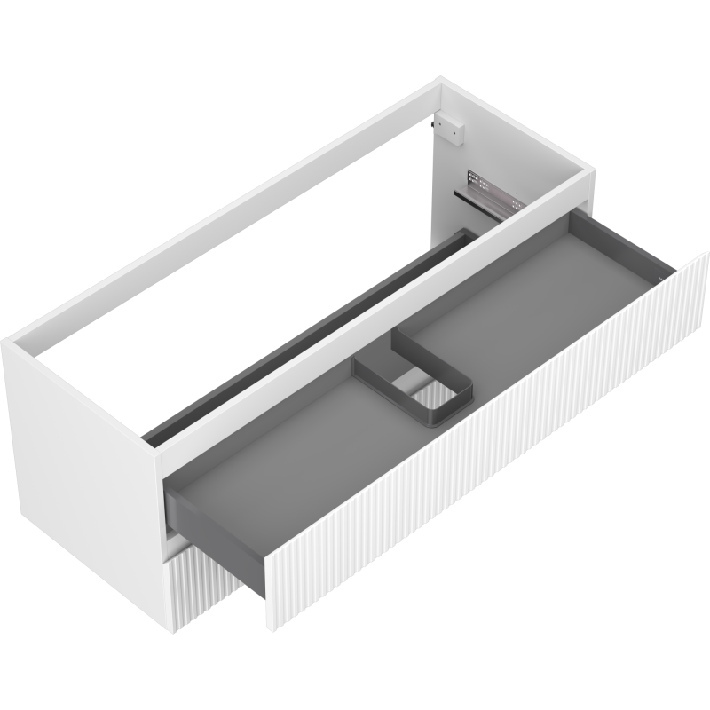 Mexen Rivel vonios kambario spintelė po kriaukle 120 cm, 2 stalčiai, briaunuota, balta matinė - 91A20-12047-2-BFF01