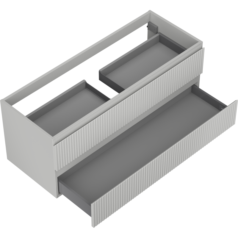 Mexen Rivel vonios spintelė po kriaukle 120 cm, 2 stalčiai, rifliuota, pilkas matinis - 91A20-12047-2-BFF62