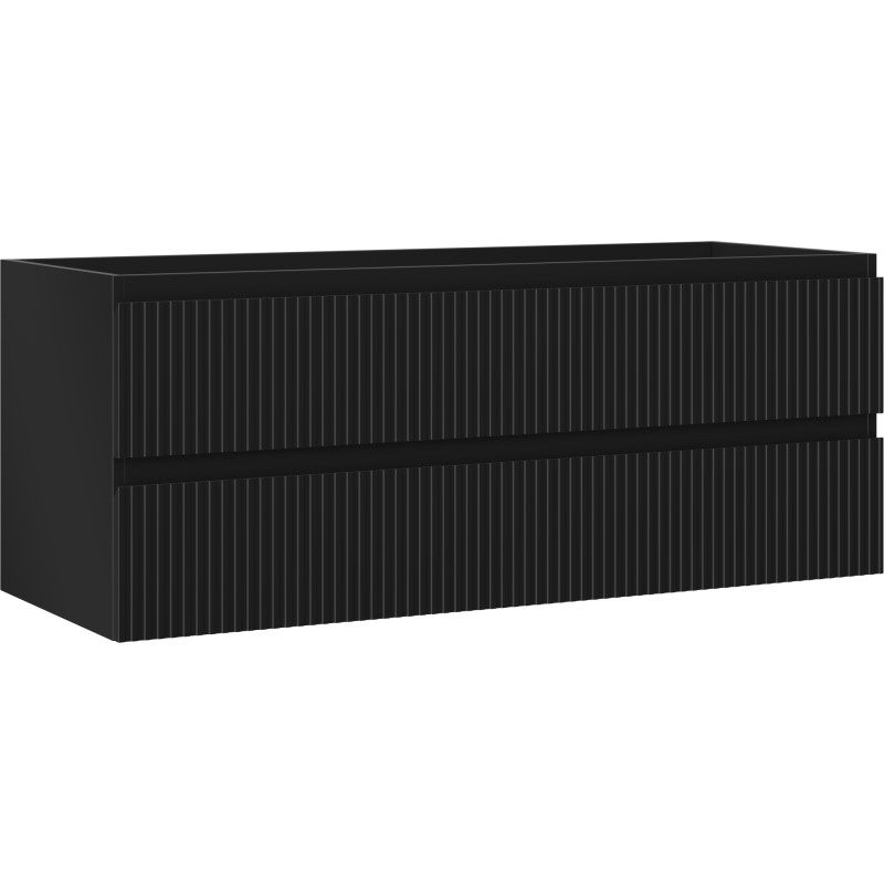 Mexen Rivel vonios spintelė po praustuvu 120 cm, 2 stalčiai, grioveliai, juodas matas - 91A20-12047-2-BFF71
