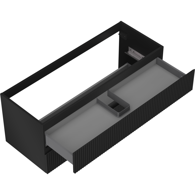 Mexen Rivel vonios spintelė po praustuvu 120 cm, 2 stalčiai, grioveliai, juodas matas - 91A20-12047-2-BFF71