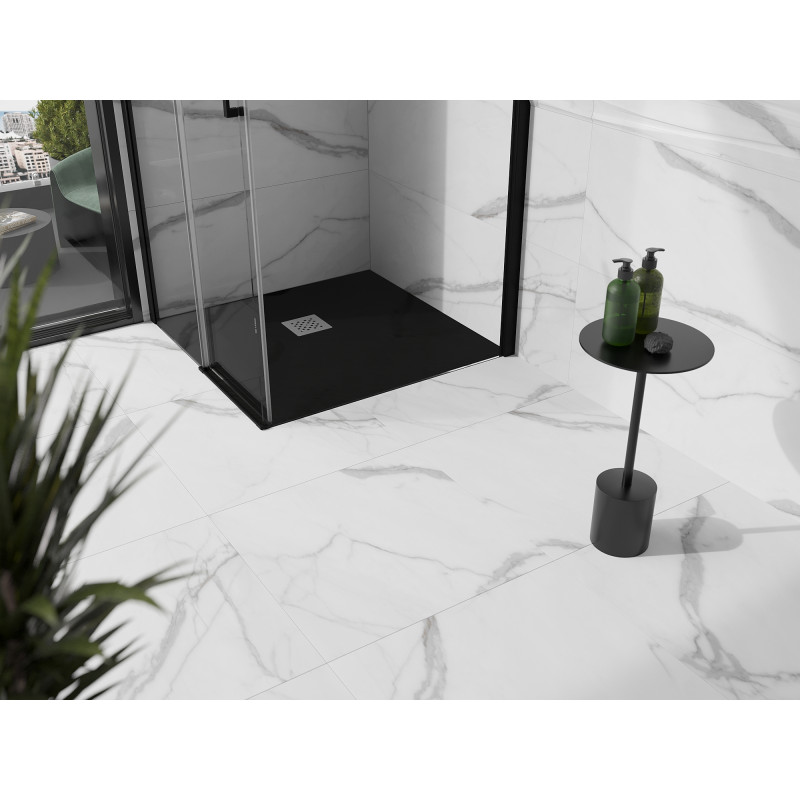 Mexen Stone+ kompozitinis kvadratinis dušo padėklas 70 x 70 cm, juodas - 44707070