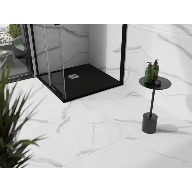 Mexen Stone+ kompozitinis kvadratinis dušo padėklas 80 x 80 cm, juodas - 44708080