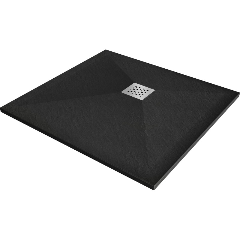 Mexen Stone+ kompozitinis kvadratinis dušo padėkliukas 80 x 80 cm, juodas - 44708080
