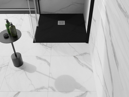 Mexen Stone+ Kompozitinis kvadratinis dušo padėklas 90 x 90 cm, Juoda - 44709090