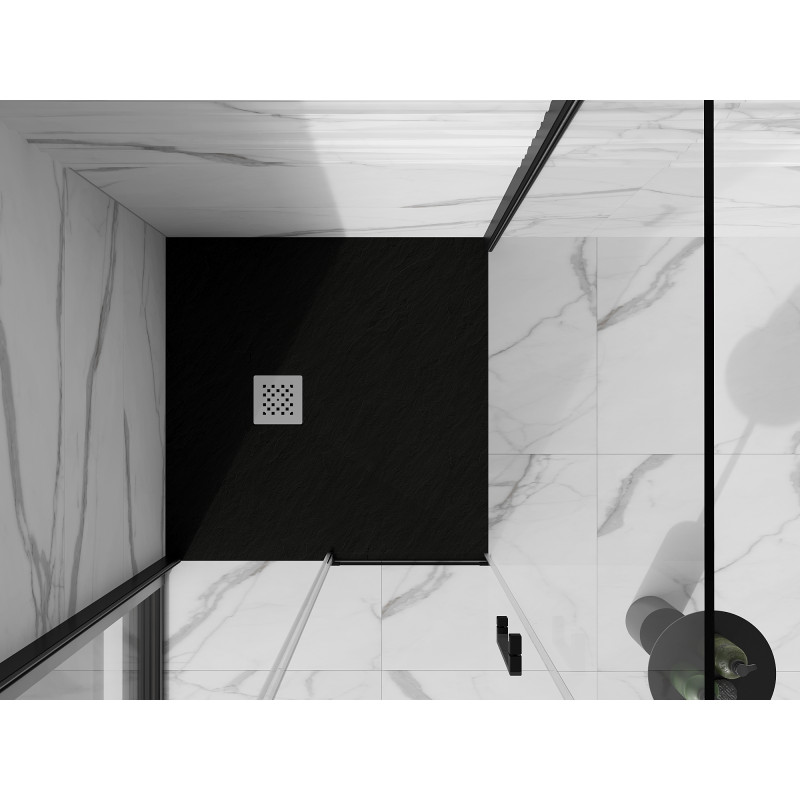 Mexen Stone+ kompozitinis kvadratinis dušo padėklas 90 x 90 cm, juodas - 44709090