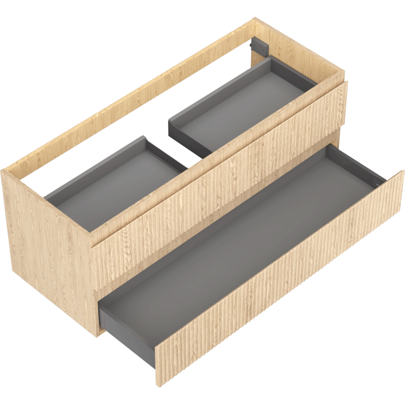 Mexen Rivel vonios spintelė po praustuvu 120 cm, 2 stalčiai, reljefinė, ąžuolas - 91A20-12047-2-BFF81