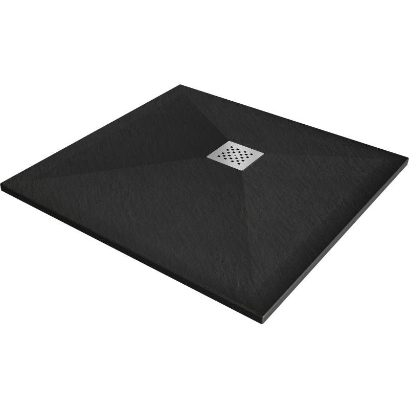 Mexen Stone+ Kompozitinis kvadratinis dušo padėklas 100 x 100 cm, Juoda - 44701010