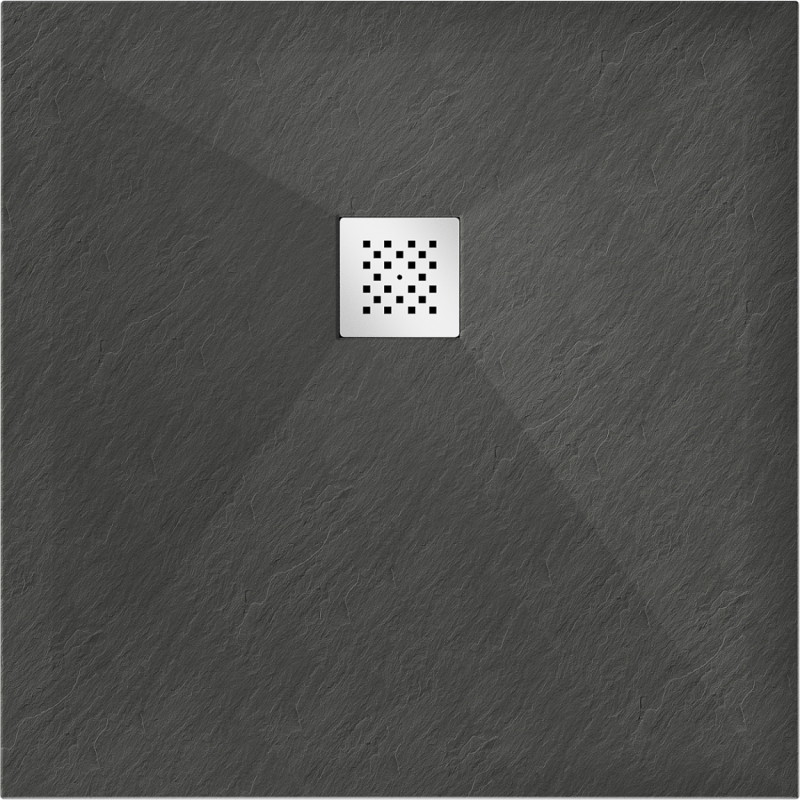 Mexen Stone+ kompozitinis kvadratinis 80 x 80 cm dušo padėklas, antracitas - 44718080