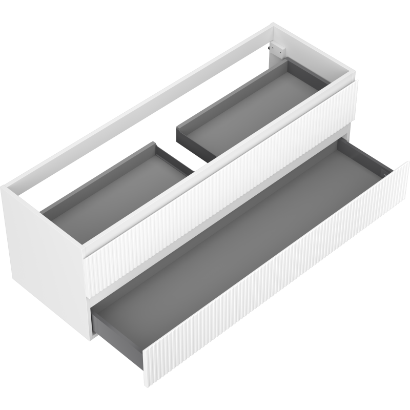 Mexen Rivel vonios kambario spintelė po kriaukle 140 cm, 2 stalčiai, grioveliais, balta matinė - 91A20-14047-2-BFF01