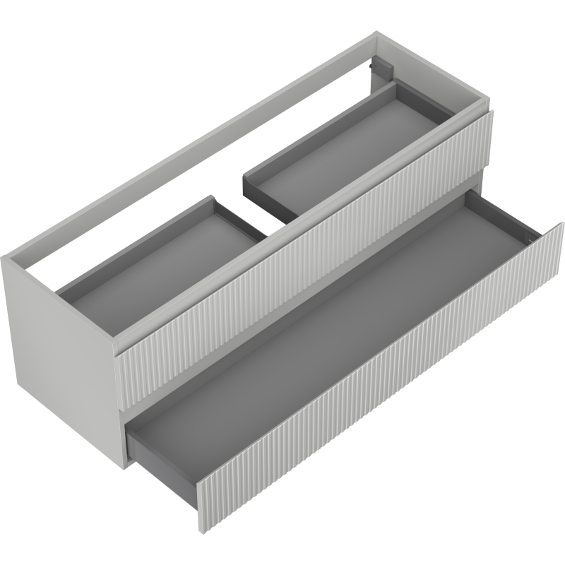 Mexen Rivel vonios kambario spintelė po praustuvu 140 cm, 2 stalčiai, gofruota, pilkos matinės spalvos - 91A20-14047-2-BFF62