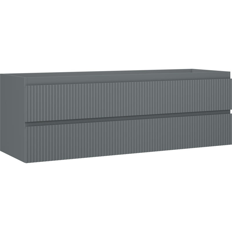 Mexen Rivel vonios kambario spintelė po praustuvu 140 cm, 2 stalčiai, rifliuota, grafito matinė - 91A20-14047-2-BFF66