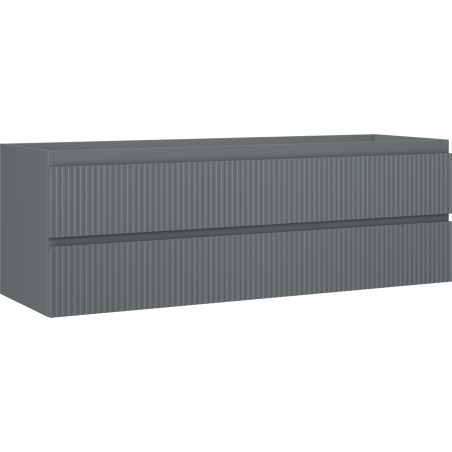 Mexen Rivel vonios kambario spintelė po praustuvu 140 cm, 2 stalčiai, rifliuota, grafito matinė - 91A20-14047-2-BFF66