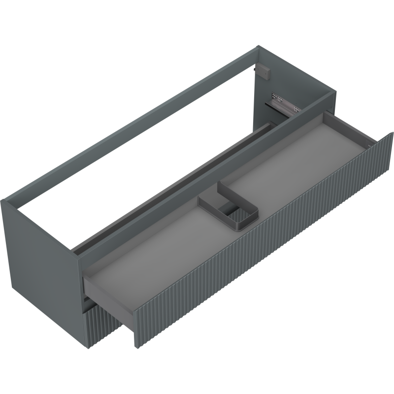 Mexen Rivel vonios kambario spintelė po praustuvu 140 cm, 2 stalčiai, rifliuota, grafito matinė - 91A20-14047-2-BFF66