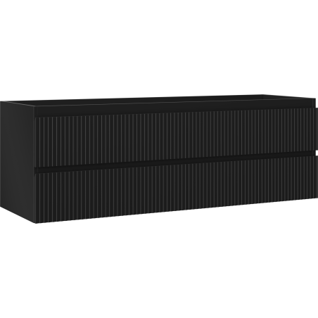 Mexen Rivel vonios spintelė po kriaukle 140 cm, 2 stalčiai, rifliuota, juoda matinė - 91A20-14047-2-BFF71