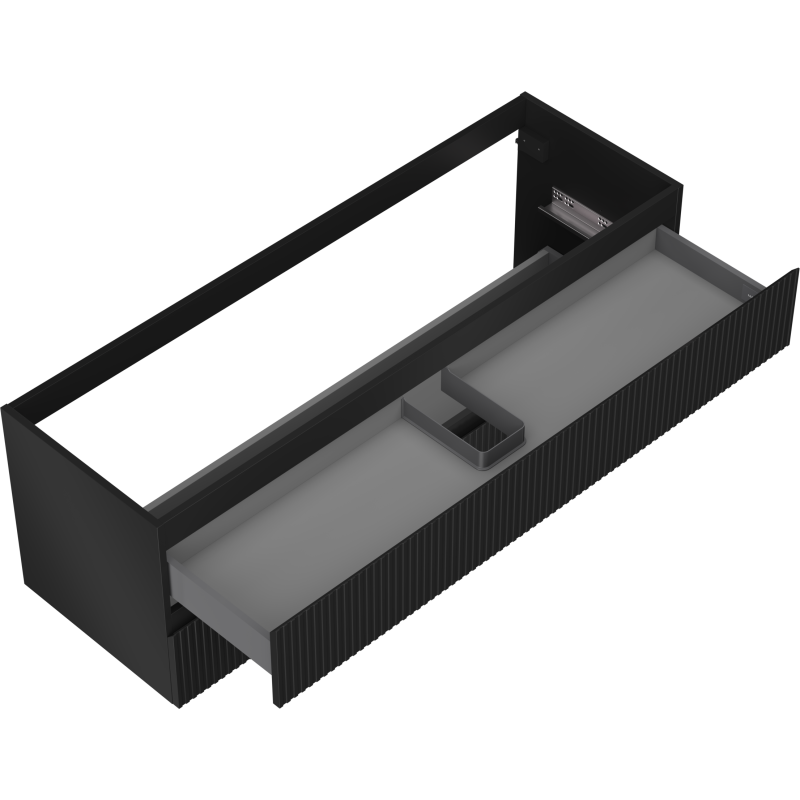 Mexen Rivel vonios spintelė po kriaukle 140 cm, 2 stalčiai, rifliuota, juoda matinė - 91A20-14047-2-BFF71