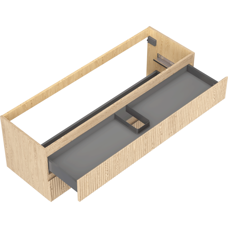 Mexen Rivel vonios kambario spintelė po praustuvu 140 cm, 2 stalčiai, rifliuota, ąžuolas - 91A20-14047-2-BFF81