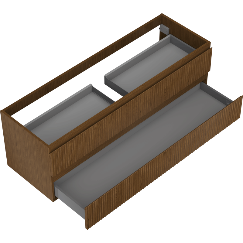 Mexen Rivel vonios spintelė po praustuvu 140 cm, 2 stalčiai, rievuota, riešutas - 91A20-14047-2-BFF86