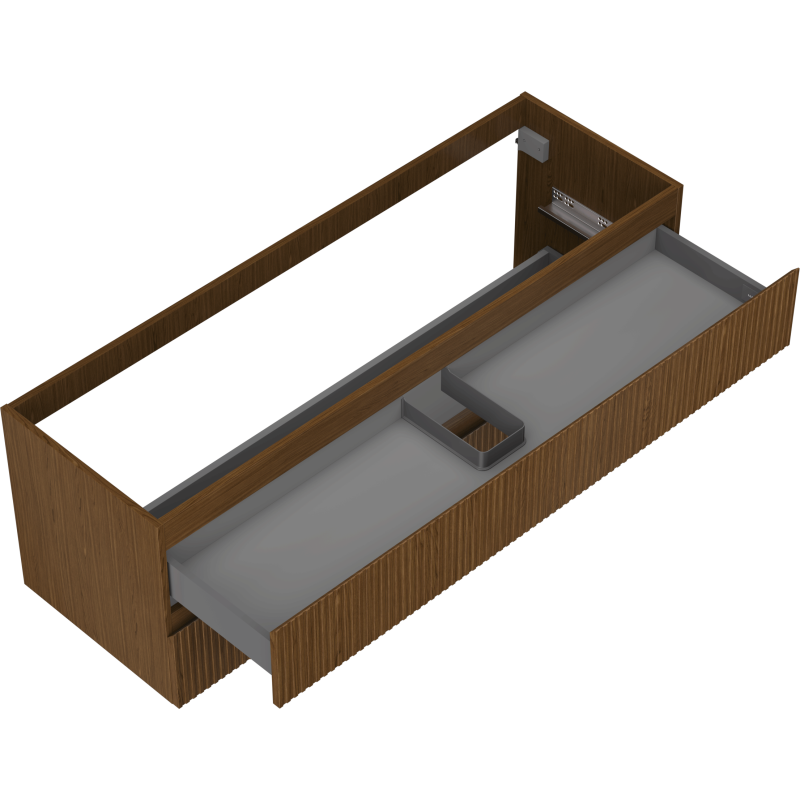 Mexen Rivel vonios spintelė po praustuvu 140 cm, 2 stalčiai, rievuota, riešutas - 91A20-14047-2-BFF86