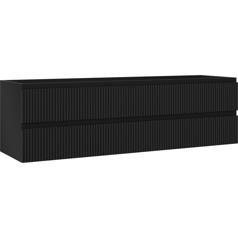 Mexen Rivel vonios spintelė po kriaukle 160 cm, 2 stalčiai, rifliuota, juoda matinė - 91A20-16047-2-BFF71