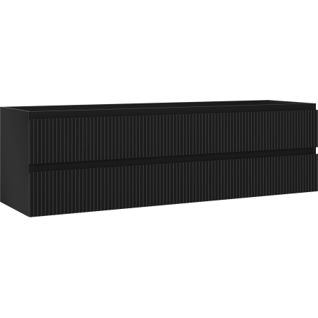 Mexen Rivel vonios spintelė po kriaukle 160 cm, 2 stalčiai, rifliuota, juoda matinė - 91A20-16047-2-BFF71