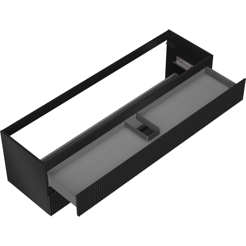 Mexen Rivel vonios spintelė po kriaukle 160 cm, 2 stalčiai, rifliuota, juoda matinė - 91A20-16047-2-BFF71